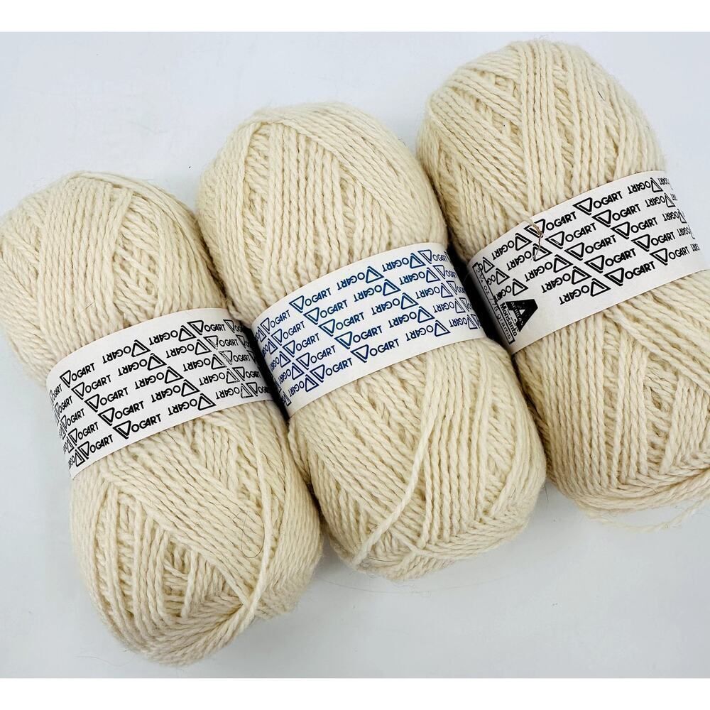 Vintage Vogart Fisherman Yarn 3 Skeins Off White 100% Acrilan Acrylic